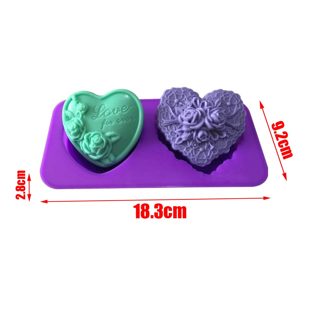 Lierteer 1pc Romantic Heart Shape Flower Soap Rose Love Silicone Soap Making 18.3*9.2*2.8CM 150g